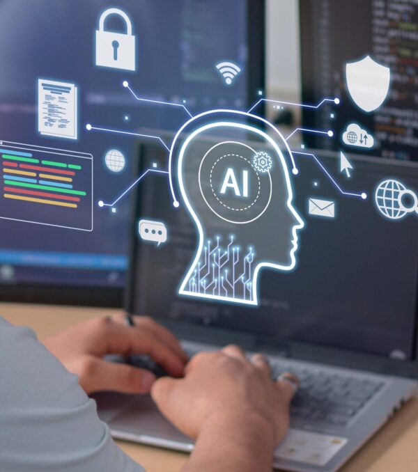 Vertical Image of future of programming with artificial intelligence: AI revolutionizing the way we code